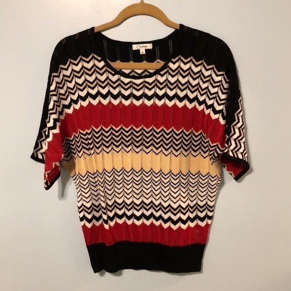 Carducci size medium petite knit Sweater Geometric striped multi color polyester - Picture 3 of 10